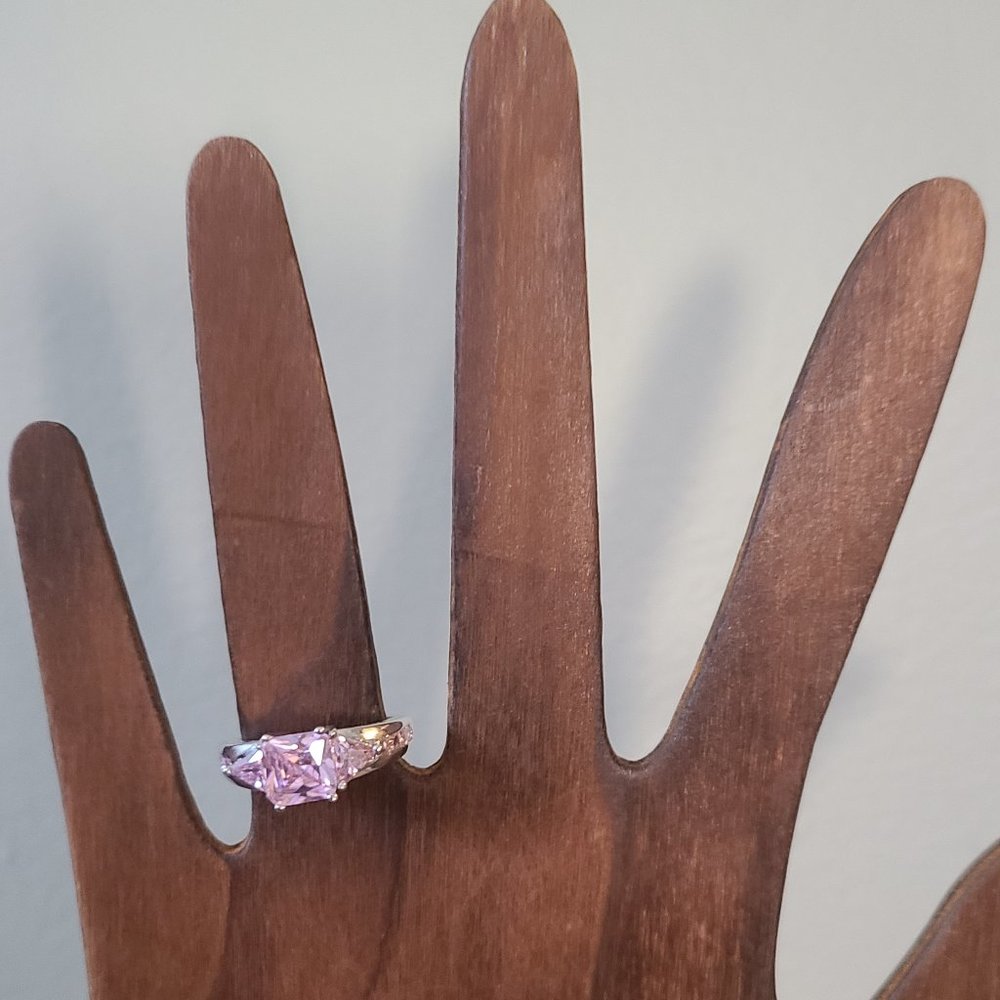 Pink Three Stone Ring - Picture 3 of 6